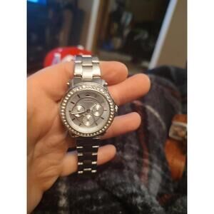 JUICY COUTURE Elegant Silver Chronograph Watch Crystal Accents-NEEDS BATTERY